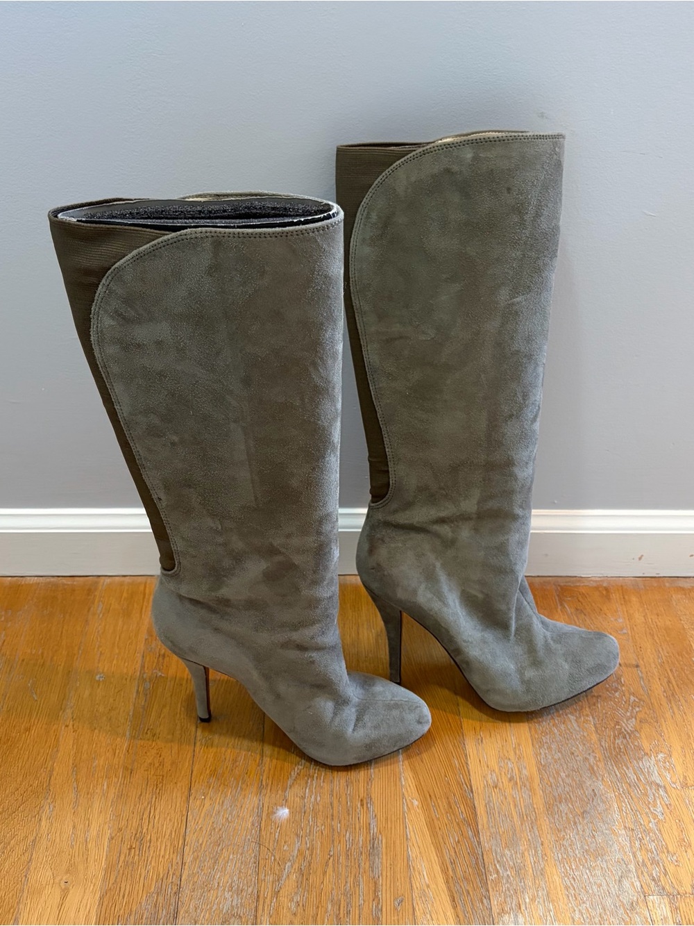Enzo Angiolini Gray Suede Knee High Stiletto Boots 8.5